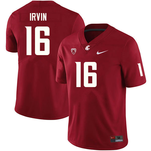 Washington State Cougars #16 Chris Irvin College Football Jerseys Sale-Crimson